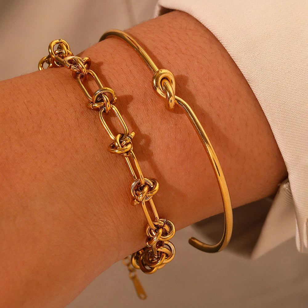 🖤 2PCS Stainless Steel Knotted Bracelet