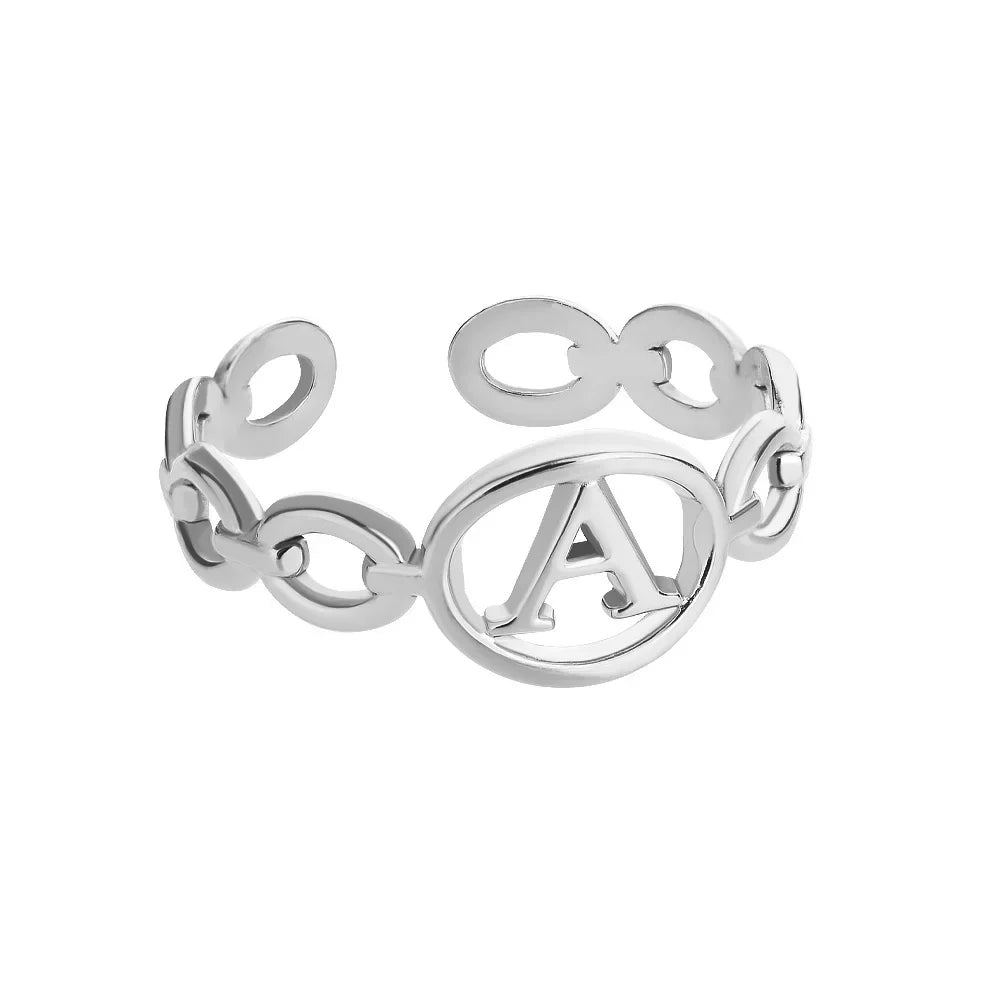 π 18k Gold Plated Hollow AβZ Initial Rings β Open Adjustable Stainless Steel Letter Rings
