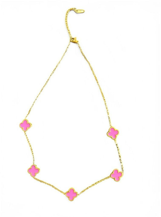 Goldfarbene Edelstahlkette - Vier Blätter