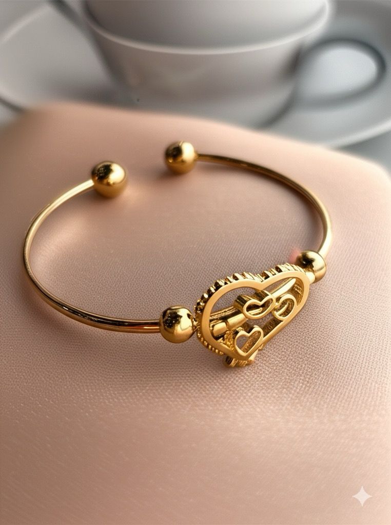 Herzförmiges, elegantes Armband aus goldenem Edelstahl – zeitloser Glanz, müheloser Stil