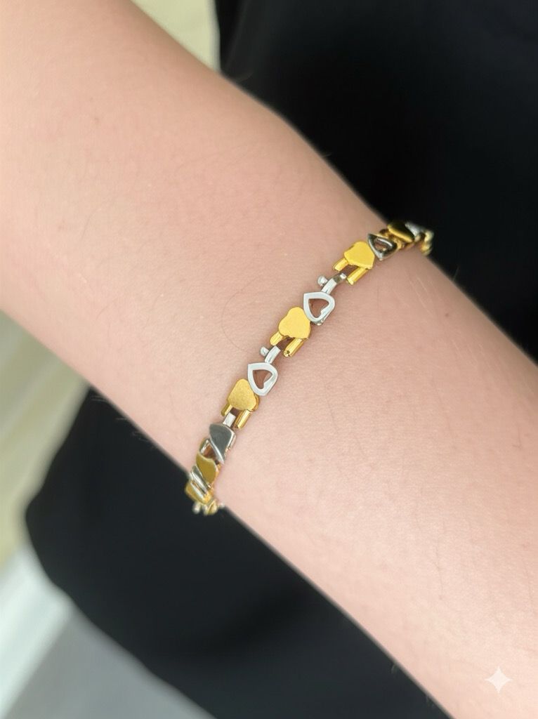 Elegantes Herzen Gold Edelstahl Armband