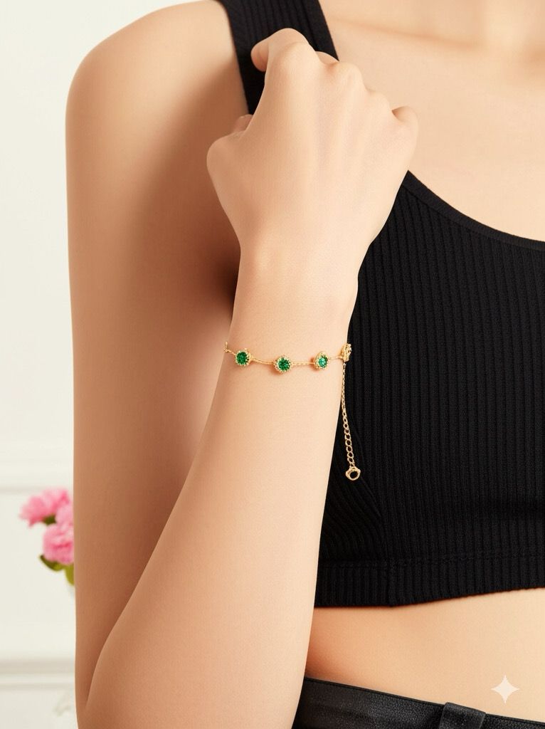 18 Karat vergoldetes Edelstahlarmband mit Sternen