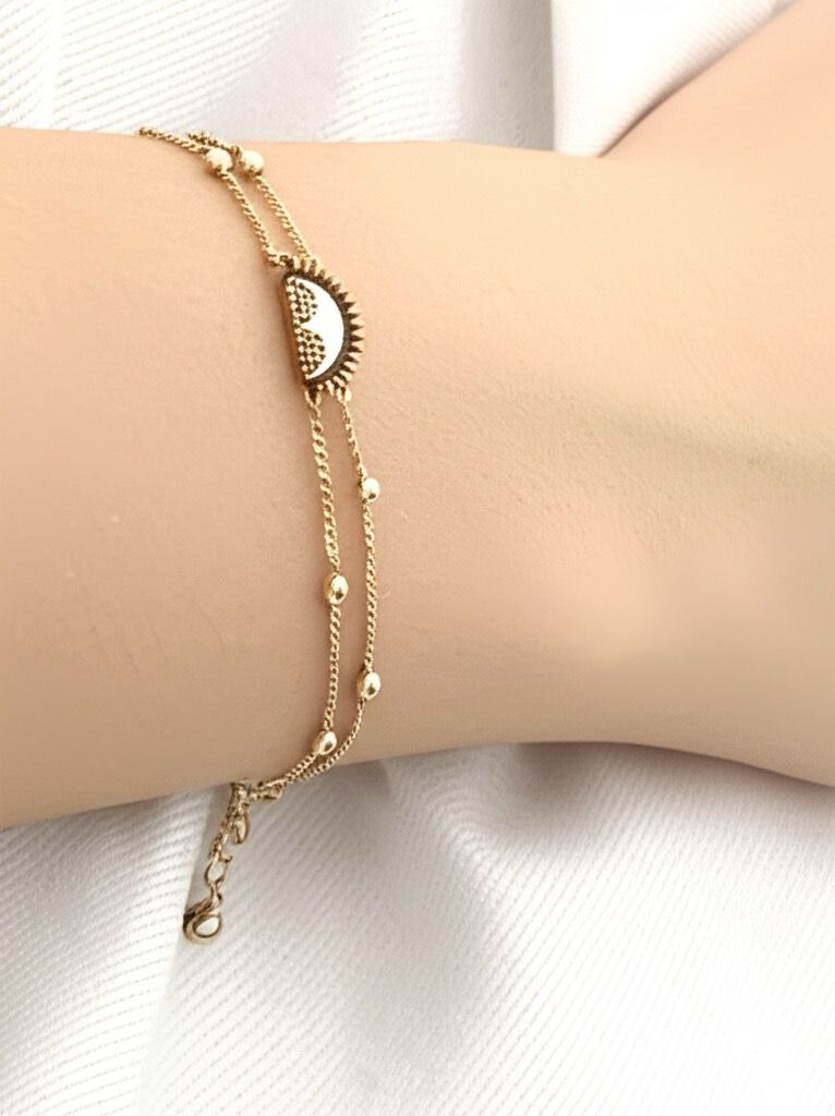 Elegantes Halbmond-Armband aus goldenem Edelstahl