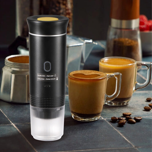 Tragbare Espressomaschine – 3-in-1 Kapsel und gemahlener Kaffee | Kabellos, hoher Druck, reisefreundlich