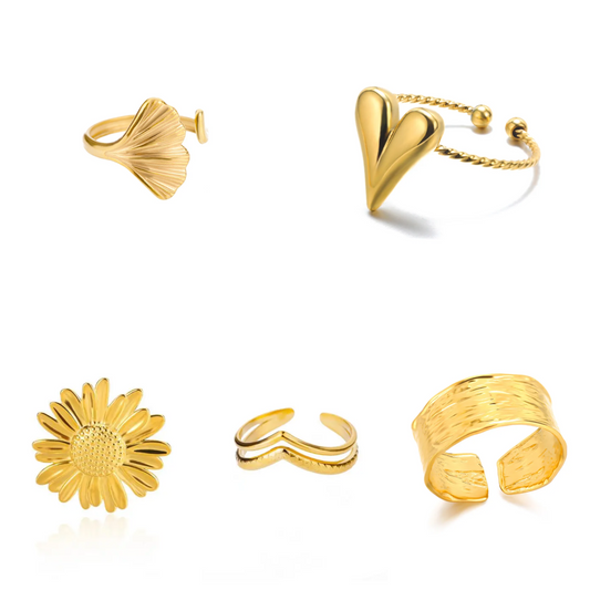 ✨ Gold Ring – 18K Gold Plated Stainless Steel Couple Band-4