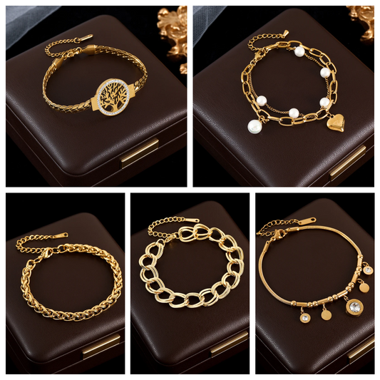 🌿 Tree of Grace – 18K Gold Plated Stainless Steel Life Bracelet