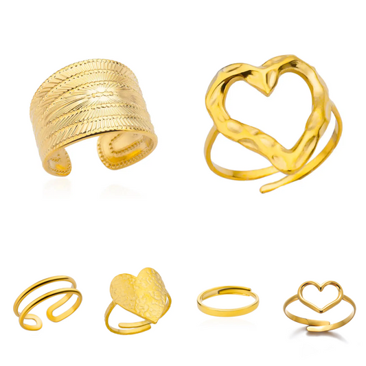 ✨ Gold Ring – 18K Gold Plated Stainless Steel Couple Band-3