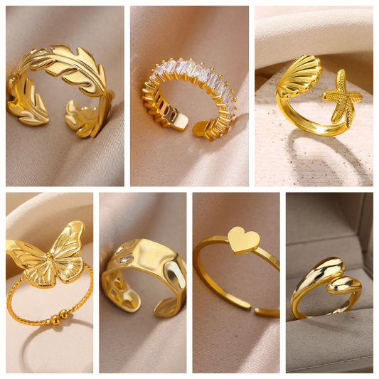 💍 Aesthetic Gold Heart – Stainless Steel Waterproof Ring