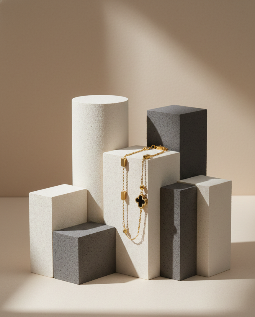 Edelstahlarmband – Vier Blätter gemischt 