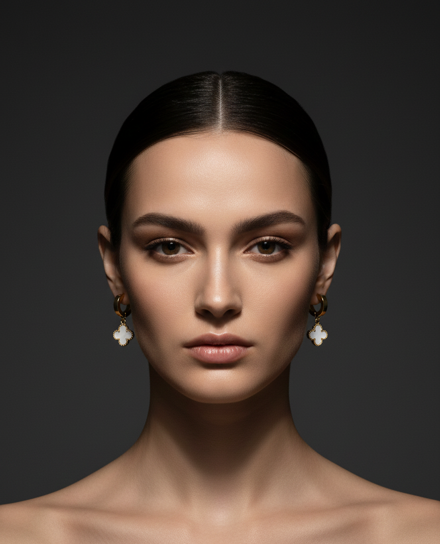 Ohrringe aus Edelstahl mit vier Blättern 