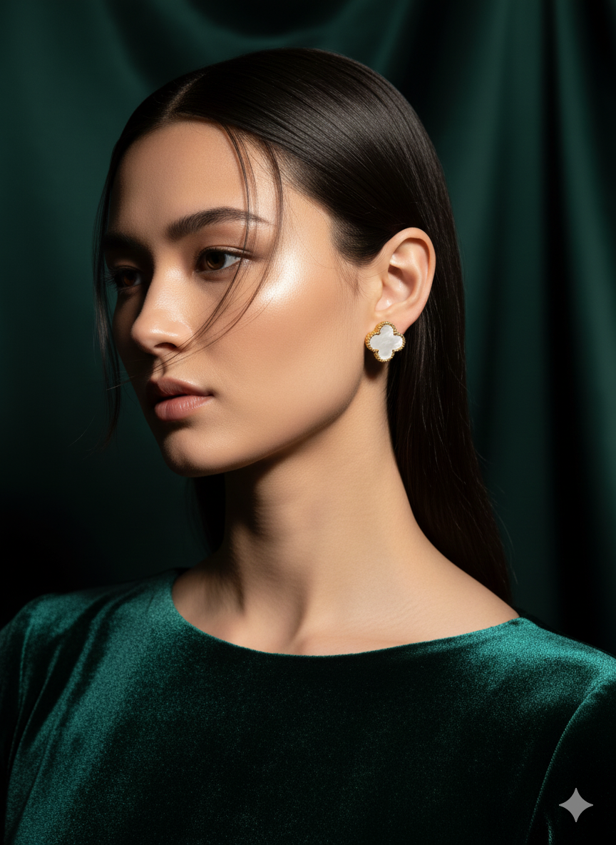 Ohrringe aus Edelstahl mit vier Blättern 