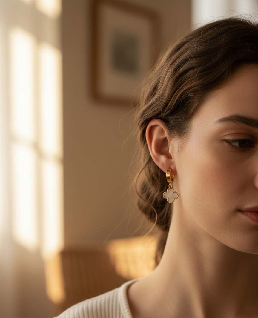 Ohrringe aus Edelstahl mit vier Blättern 