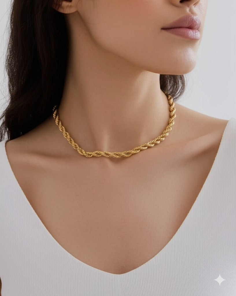 Rope chain Gold Stainless Steel Necklace