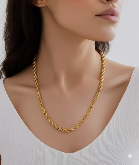 Rope chain Gold Stainless Steel Necklace