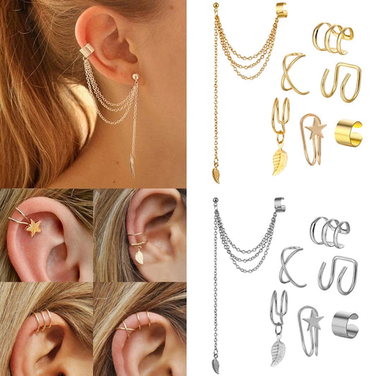 ✨ 7-teiliges Bohemian-Clip-Ohrring-Set – Vintage, lustig und stilvoll 
