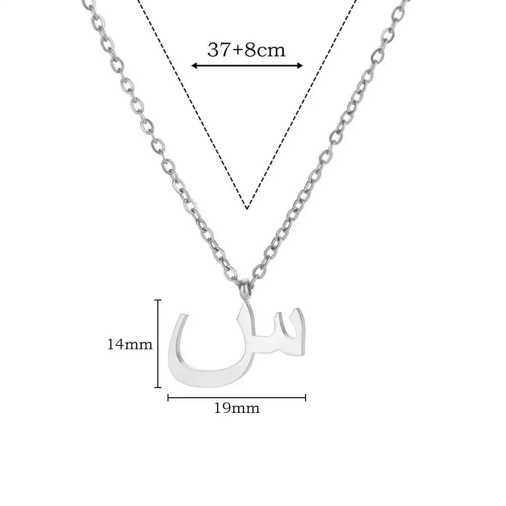 💫 Arabic Letter Name Pendant Necklace – Elegant Stainless Steel Choker for Women