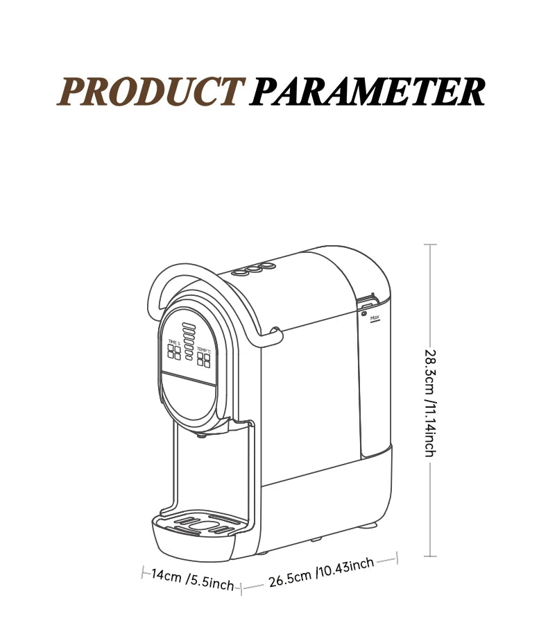 CAFELFFE Capsule Coffee Machine  4-in-1 Compatibility – Espresso, Cappuccino, Americano and more with 19-bar extraction power.