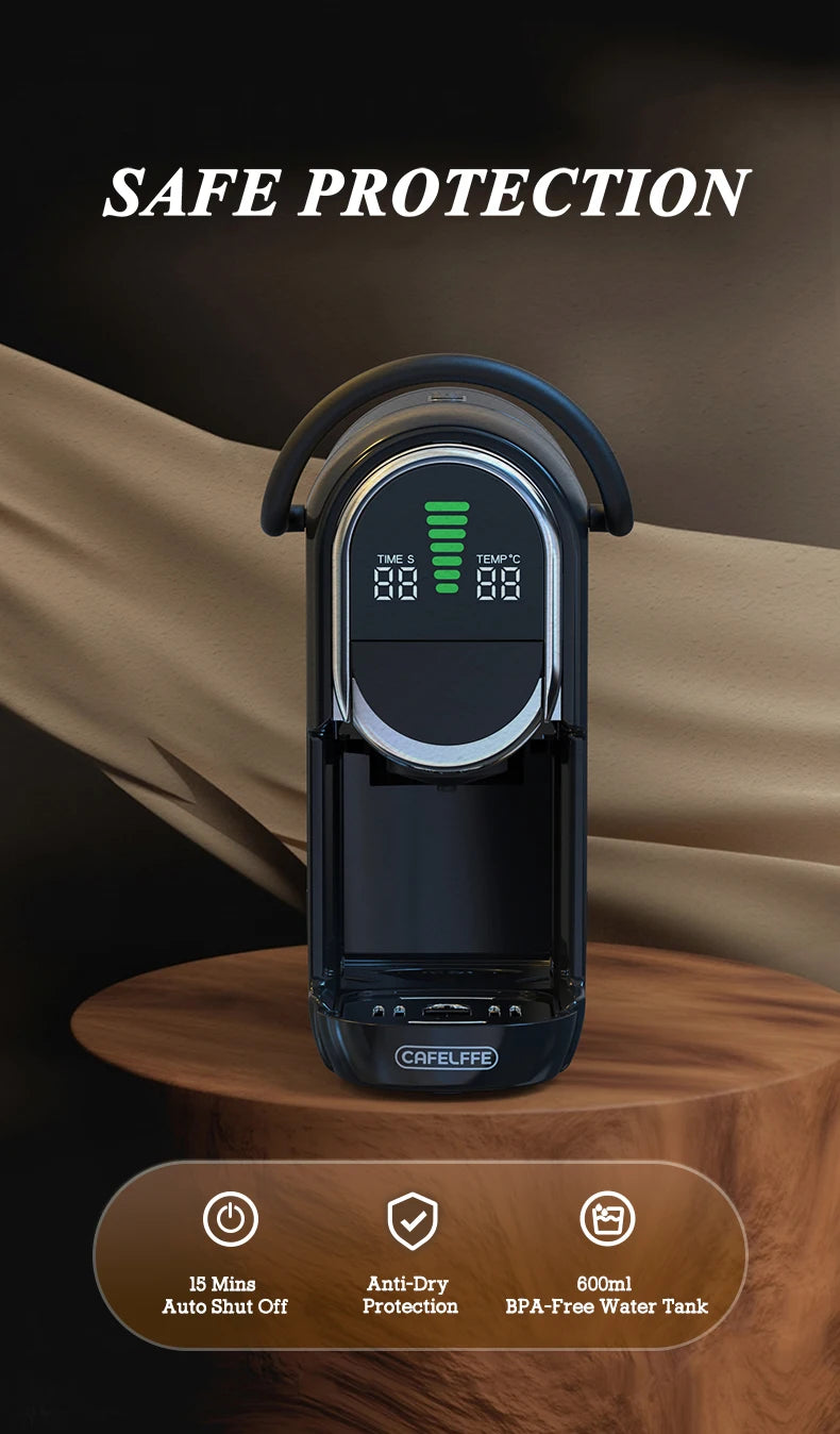 CAFELFFE Capsule Coffee Machine  4-in-1 Compatibility – Espresso, Cappuccino, Americano and more with 19-bar extraction power.