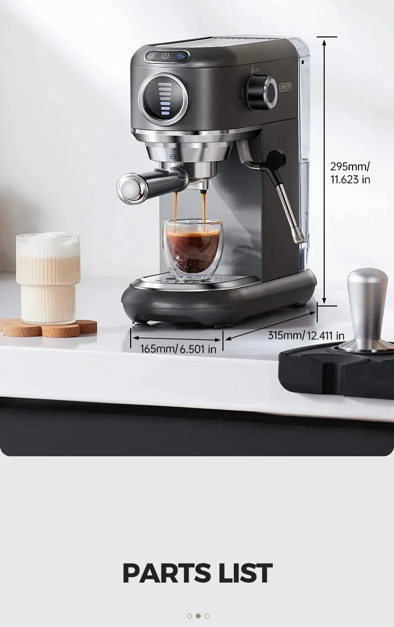 CAFELFFE Stainless Steel Espresso Machine Professional 19-bar extraction, milk steamer and 4-in-1 compatibility – café quality at home.