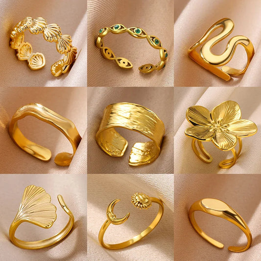 ✨ Gold Ring – 18K Gold Plated Stainless Steel Couple Band