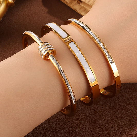 3-teiliges vergoldetes Armbandset aus Edelstahl im amerikanischen Stil