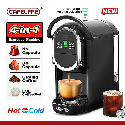 CAFELFFE Capsule Coffee Machine  4-in-1 Compatibility – Espresso, Cappuccino, Americano and more with 19-bar extraction power.