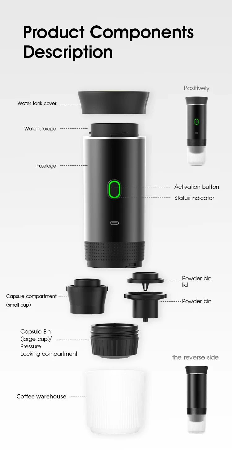 Xiaomi MIJIA Portable Espresso Machine – Wireless 3-in-1 Capsule and  Ground Coffee Brewer
