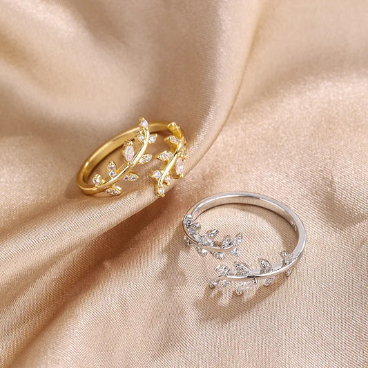 🌿 Verstellbarer Astring aus 925er Sterlingsilber – Eleganter Zirkon-Hochzeitsschmuck 