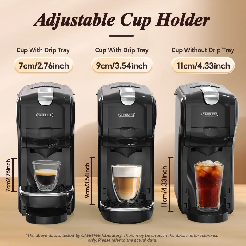 CAFELFFE Capsule Coffee Machine  4-in-1 Compatibility – Espresso, Cappuccino, Americano and more with 19-bar extraction power.