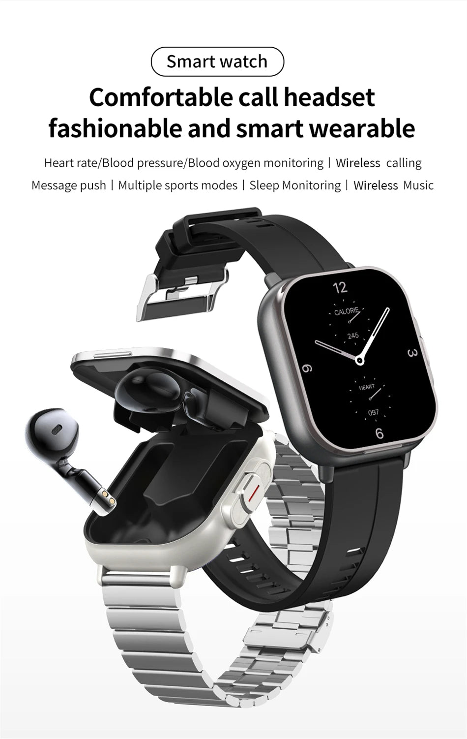 ⌚ Smart Watch + Wireless Earbuds – 2-in-1 Fitness &amp; Lifestyle Companion