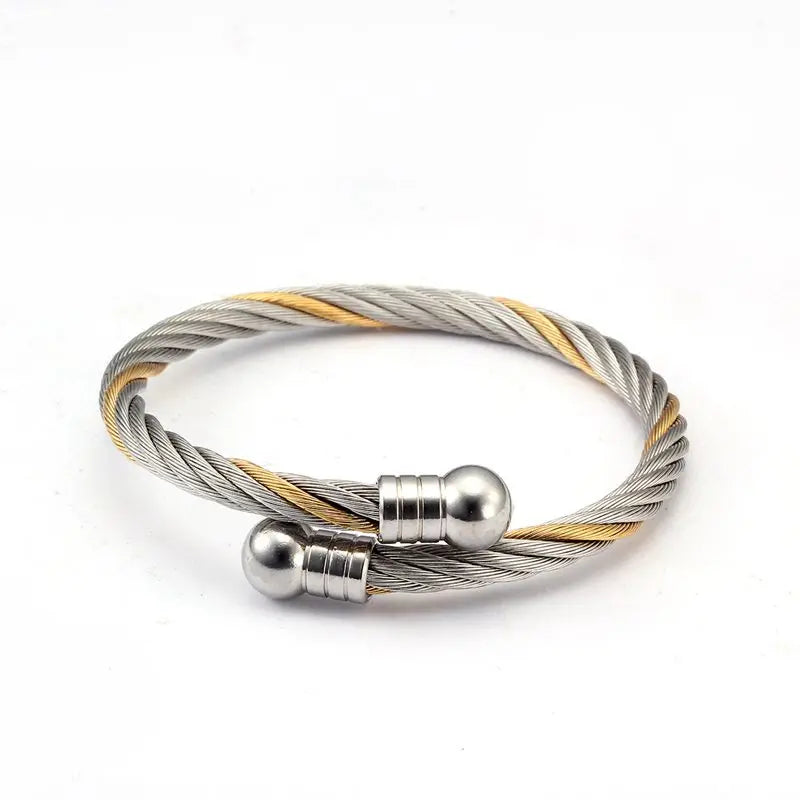 💫 Msiena Smnuer 18K Gold Plated Braided Open Cuff Bracelets Set – Trendy Stainless Steel Charm Bangles