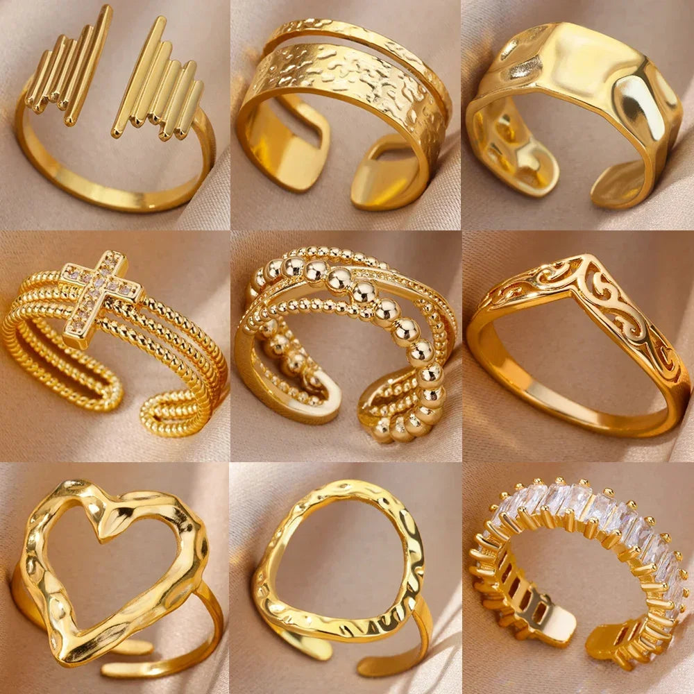💍 Ästhetisches goldenes Herz – wasserdichter Edelstahlring-5 