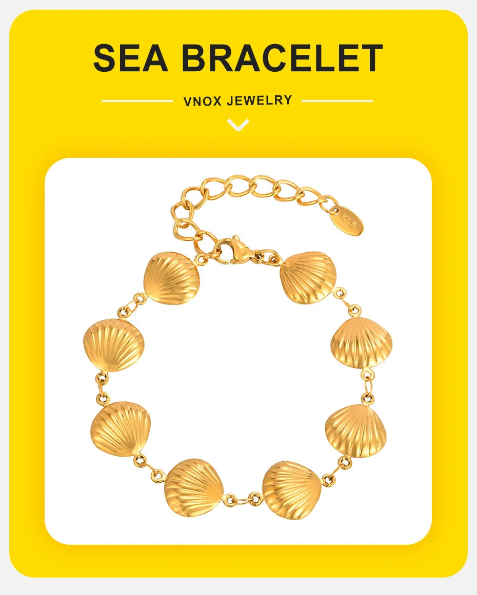 🌊 VNOX Luxury Sea-Inspired Bracelet – Elegant Stainless Steel Design