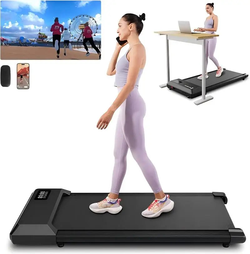 Superun 2-in-1 80CM Belt Walking Pad Laufband – Leises Fitnessgerät unter dem Schreibtisch für Zuhause und das Büro