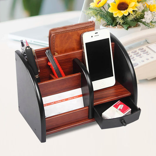 Wooden Pen Holder with Drawer