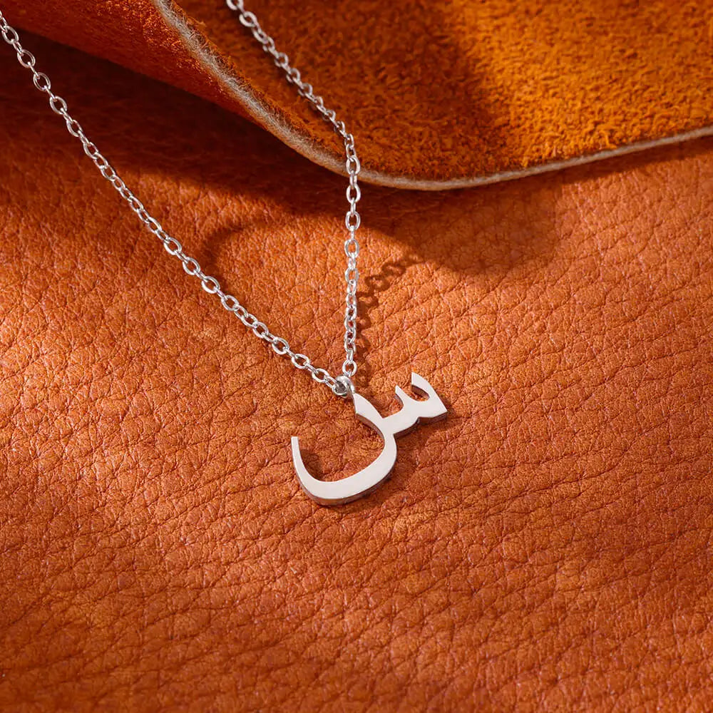 💫 Arabic Letter Name Pendant Necklace – Elegant Stainless Steel Choker for Women