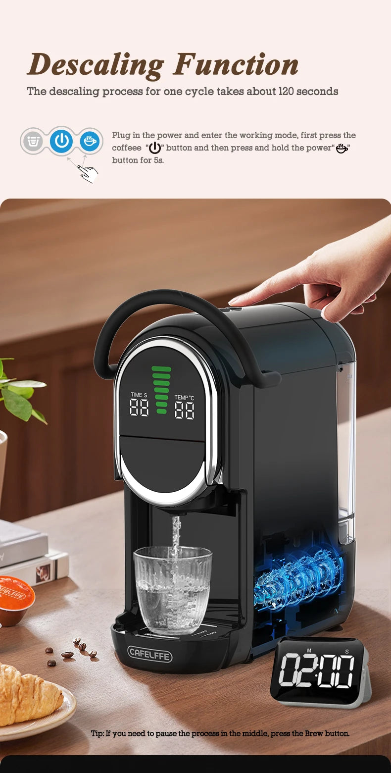 CAFELFFE Capsule Coffee Machine  4-in-1 Compatibility – Espresso, Cappuccino, Americano and more with 19-bar extraction power.