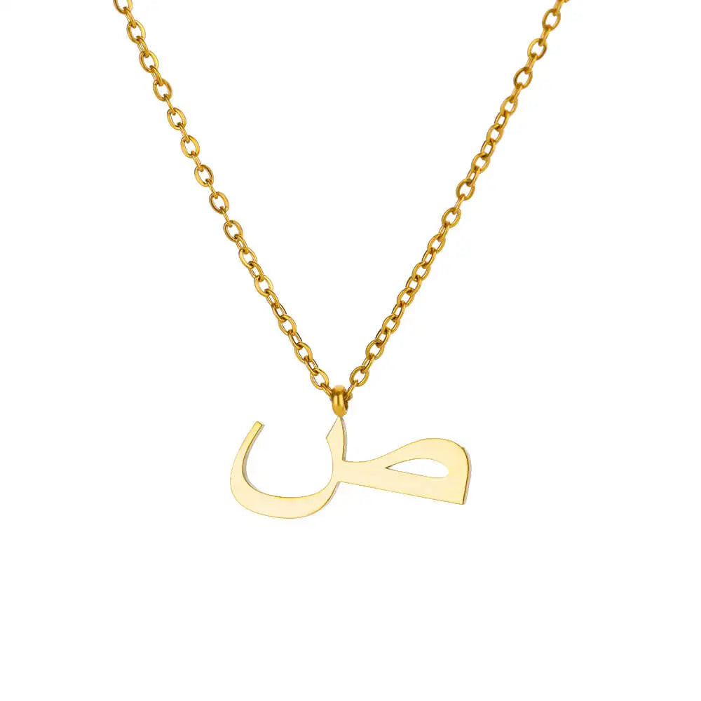 💫 Arabic Letter Name Pendant Necklace – Elegant Stainless Steel Choker for Women