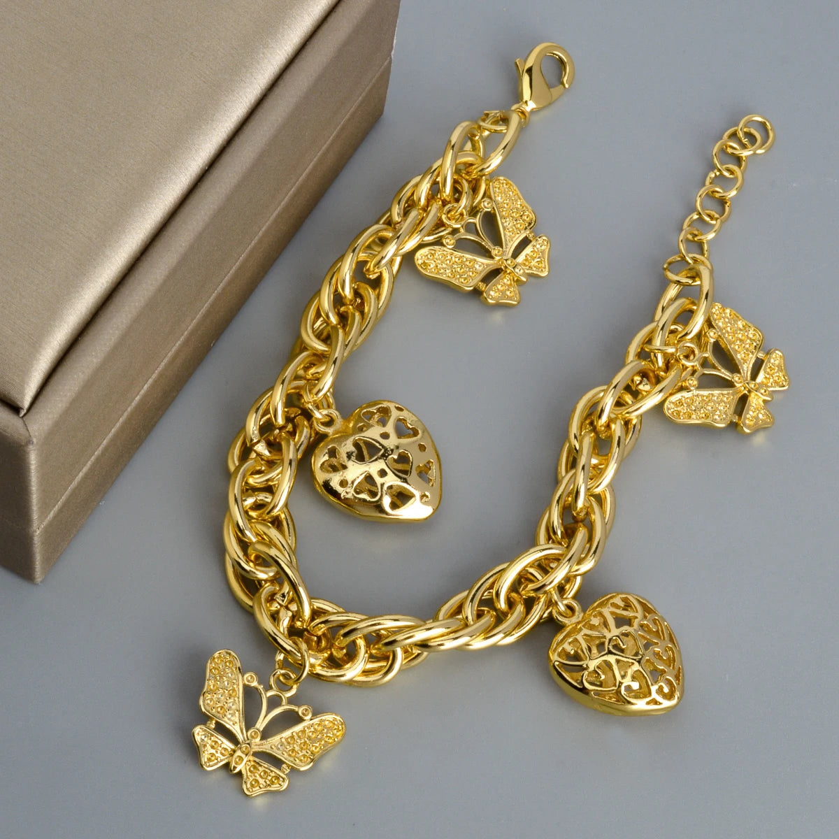 Luxury Stainless Steel Charm Bracelet – Elegant Jewelry Butterfly