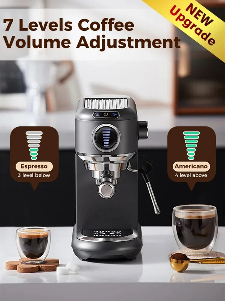 CAFELFFE Stainless Steel Espresso Machine Professional 19-bar extraction, milk steamer and 4-in-1 compatibility – café quality at home.