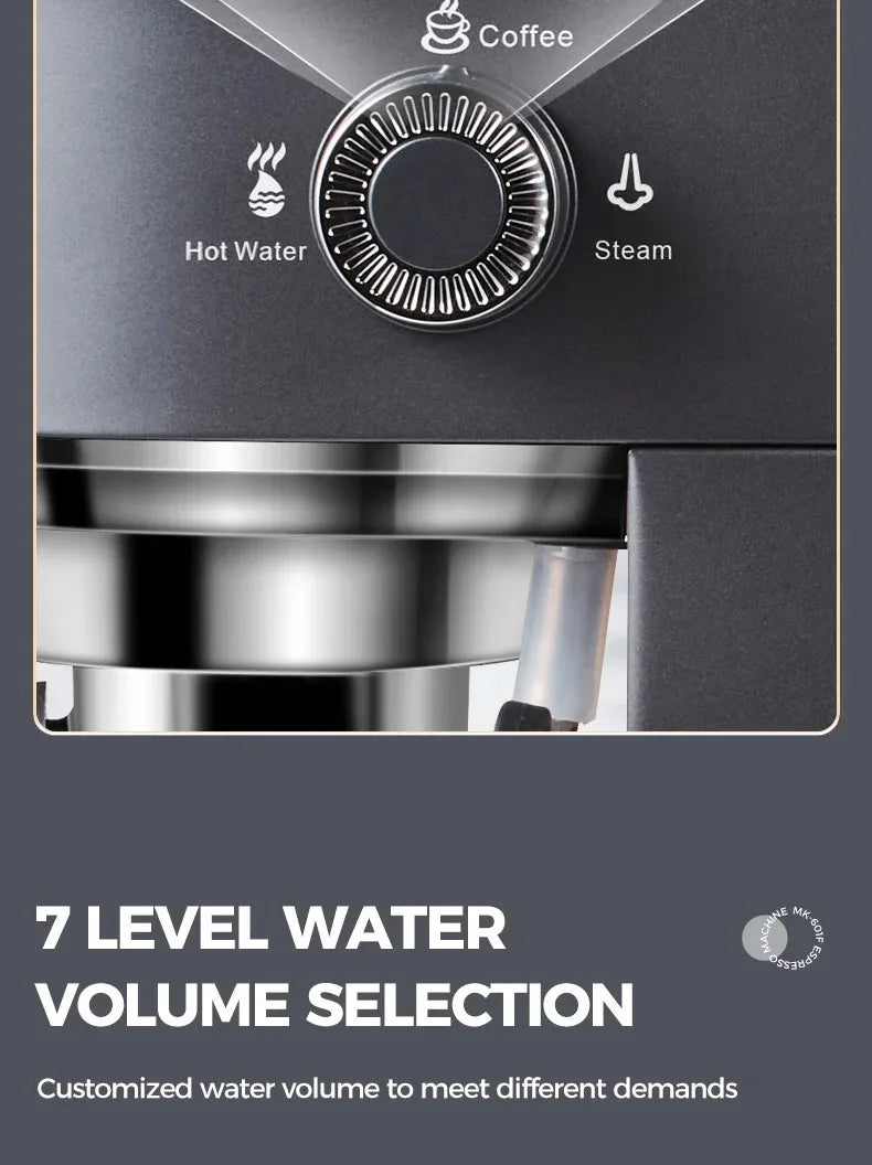 CAFELFFE Stainless Steel Espresso Machine Professional 19-bar extraction, milk steamer and 4-in-1 compatibility – café quality at home.