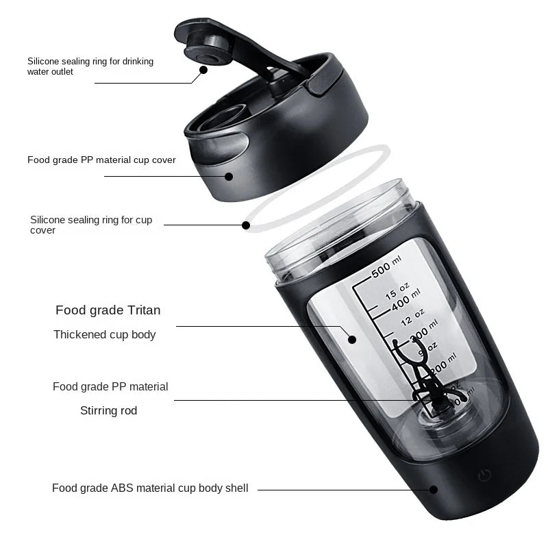 DUTRIEUX 650ml USB Electric Protein Shaker Bottle – Blend Smarter, Not Harder