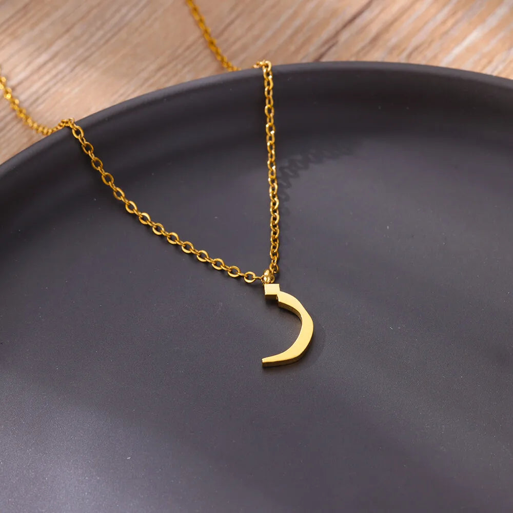 💫 Arabic Letter Name Pendant Necklace – Elegant Stainless Steel Choker for Women