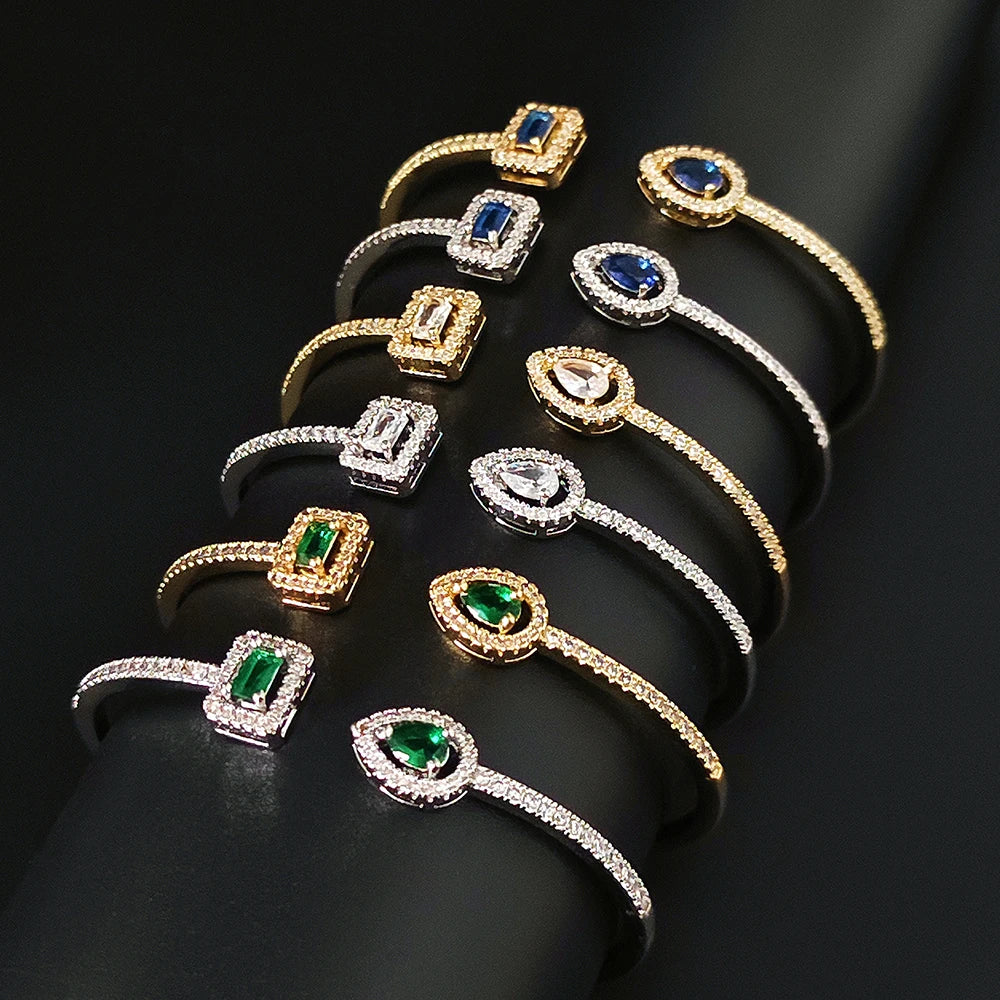🐍 18K Gold Plated Snake Punk Pear-Shaped Open Bangle – Adjustable Statement Jewelry for Women