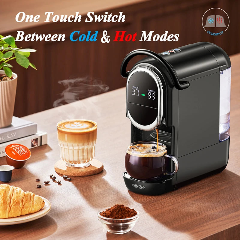 CAFELFFE Capsule Coffee Machine  4-in-1 Compatibility – Espresso, Cappuccino, Americano and more with 19-bar extraction power.