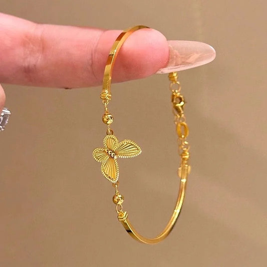 🦋 Elegantes goldenes Schmetterlingsarmband – Leichter Luxus im koreanischen Stil