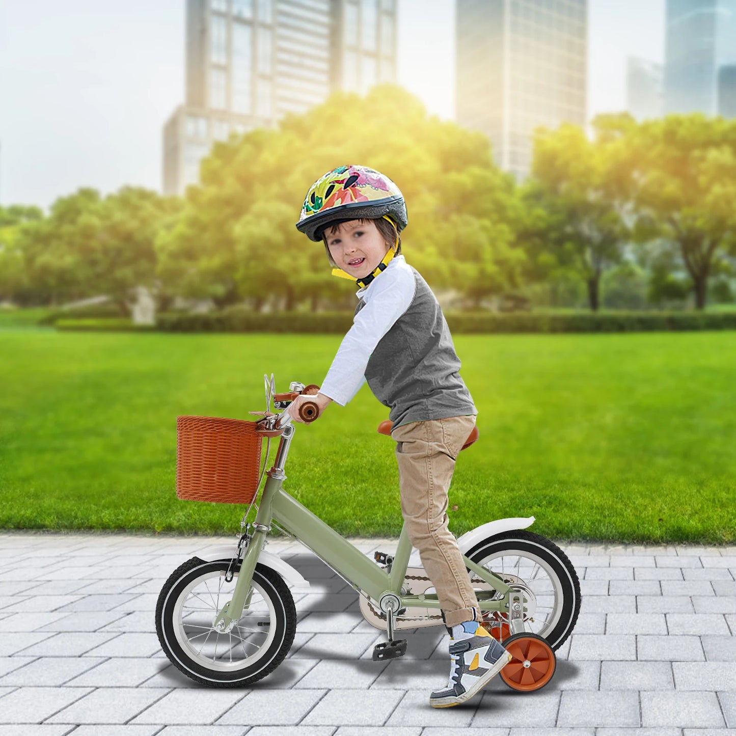 🚲 12-Inch Kids Bike with Basket and  Training Wheels – Adjustable Seat, Dual Brakes (Ages 2–4)