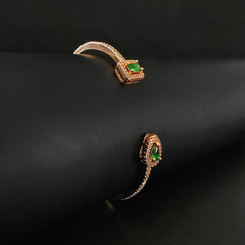 🐍 18K Gold Plated Snake Punk Pear-Shaped Open Bangle – Adjustable Statement Jewelry for Women
