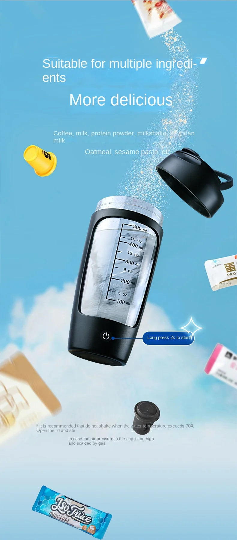 DUTRIEUX 650ml USB Electric Protein Shaker Bottle – Blend Smarter, Not Harder