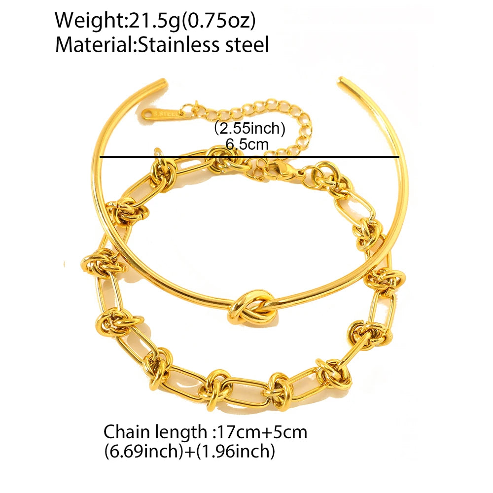 🖤 2PCS Stainless Steel Knotted Bracelet